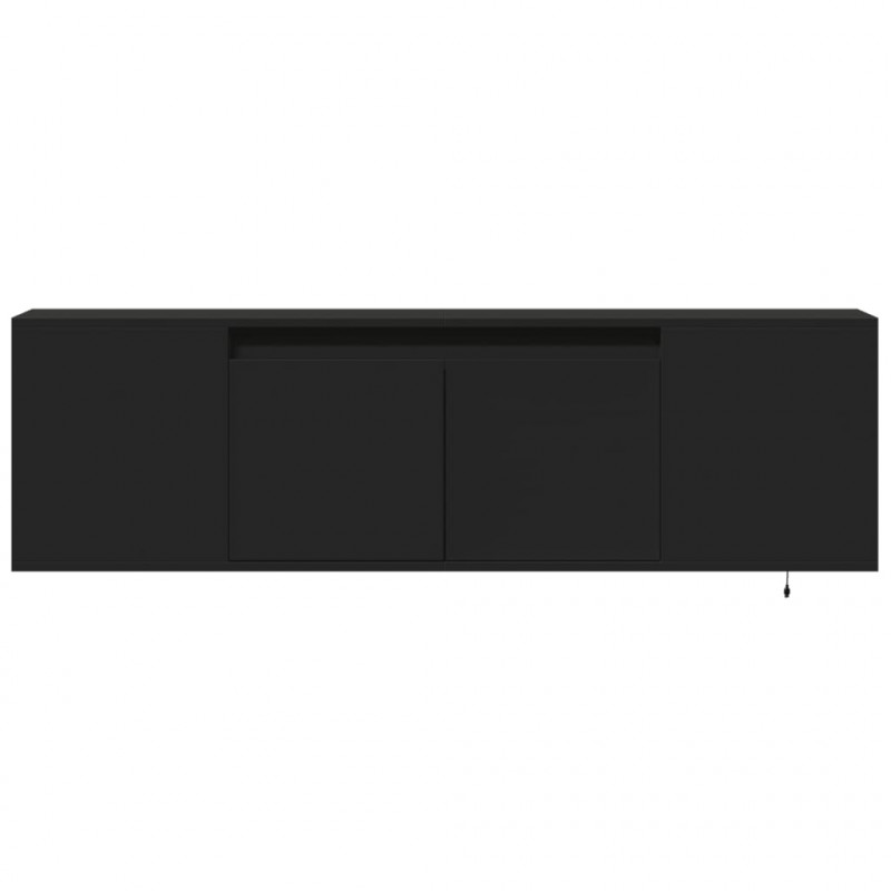 Ścienna szafka TV z LED, czarna, 135x31x39,5 cm