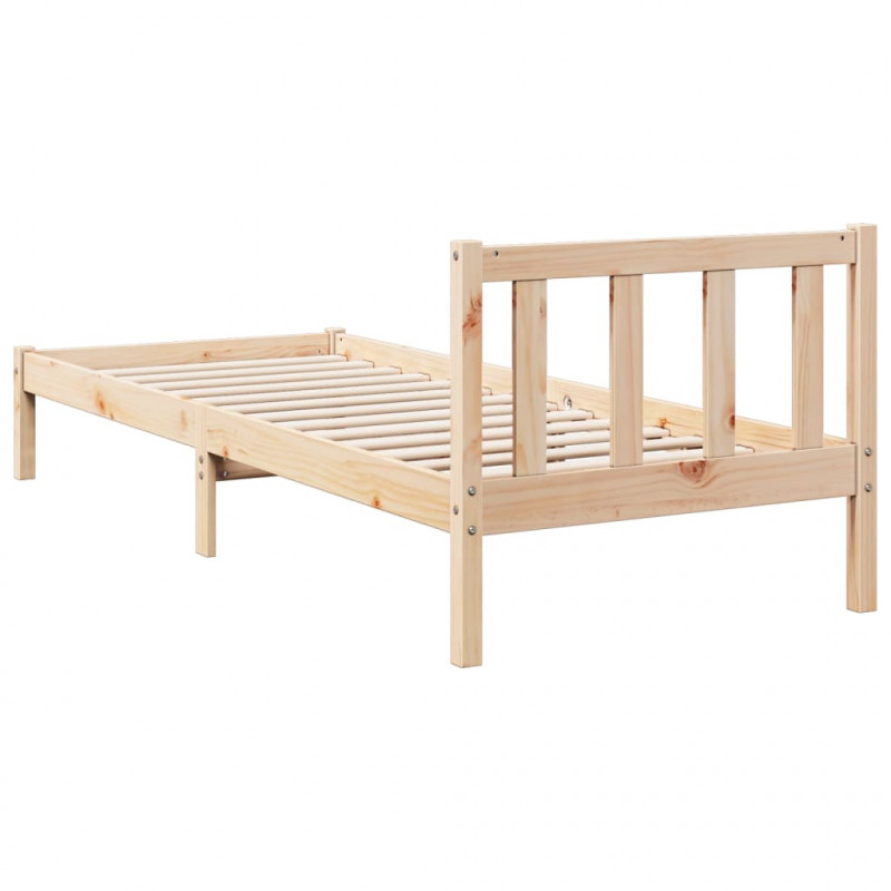 Dłuższe łóżko bez materaca, 80x210 cm, lite drewno sosnowe