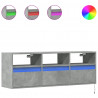 Ścienna szafka TV z LED, szarość betonu, 130x31x45 cm