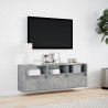 Ścienna szafka TV z LED, szarość betonu, 130x31x45 cm
