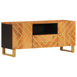 Szafka pod TV, brązowo-czarna 105x33,5x46 cm, lite drewno mango