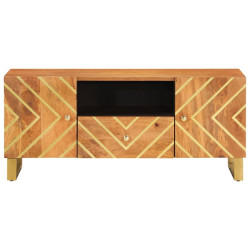 Szafka pod TV, brązowo-czarna 105x33,5x46 cm, lite drewno mango