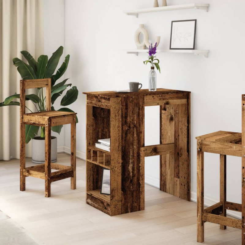 Stolik barowy z przegródkami, stere drewno, 90x47,5x103,5 cm