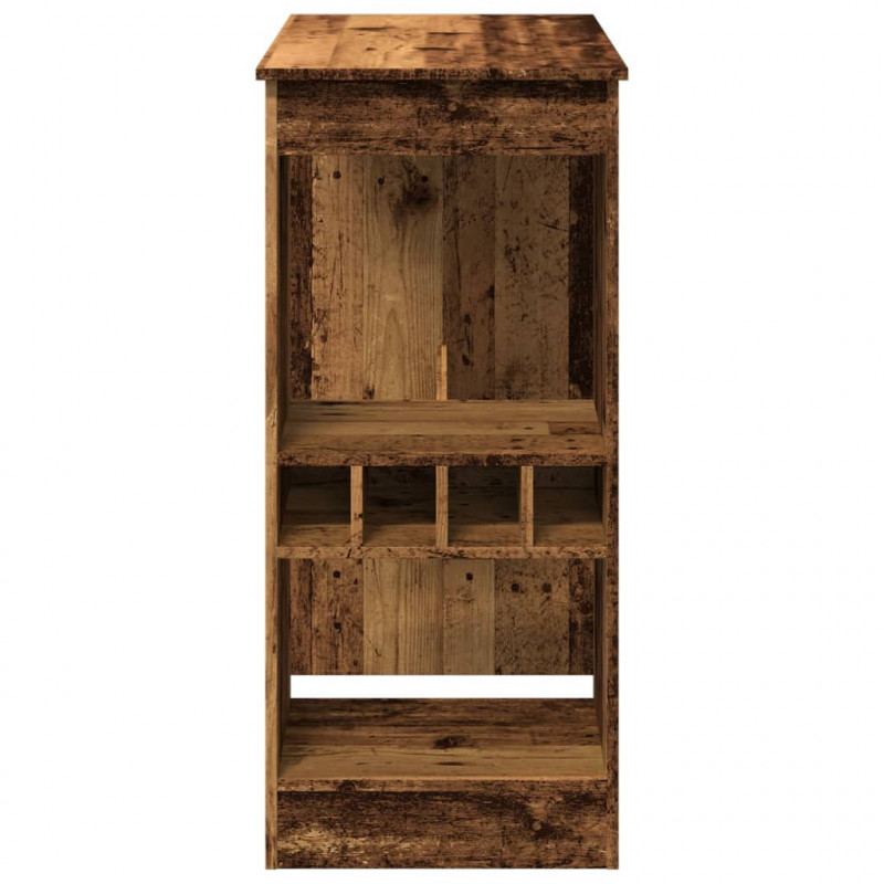 Stolik barowy z przegródkami, stere drewno, 90x47,5x103,5 cm