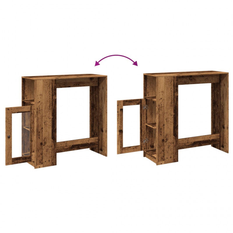 Stolik barowy z przegrodami, stare drewno, 101x40x103,5 cm