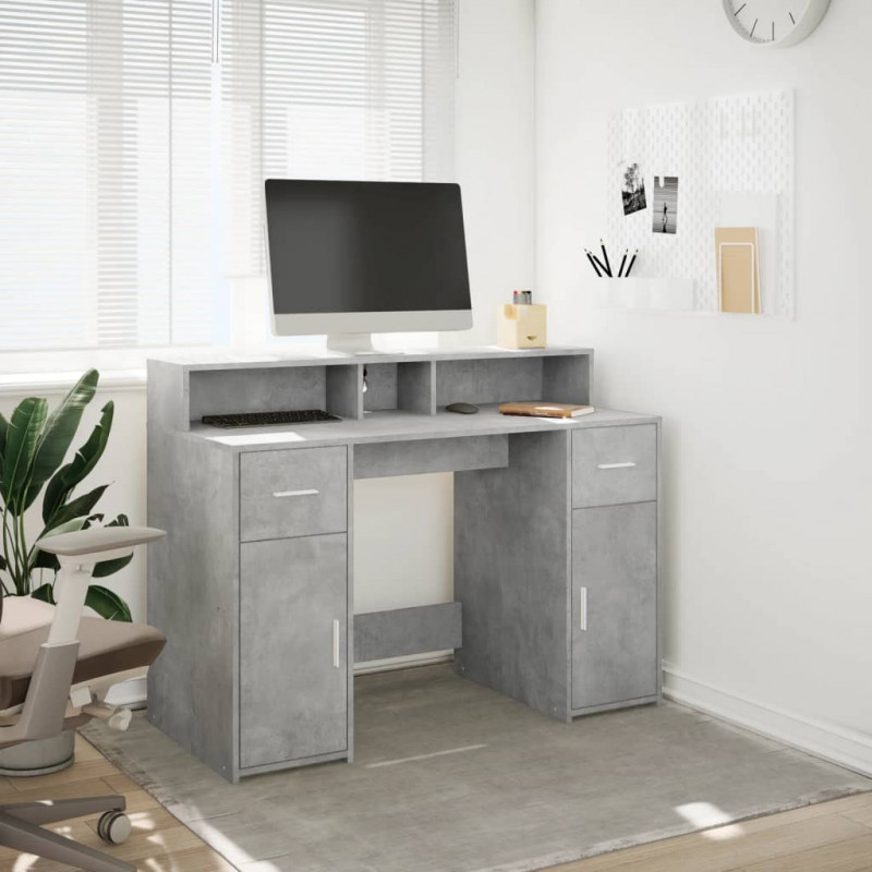 Biurko z podświetleniem LED, betonowa szarość, 120x55x91 cm