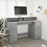 Biurko z podświetleniem LED, betonowa szarość, 140x55x91 cm