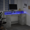Biurko z podświetleniem LED, betonowa szarość, 140x55x91 cm