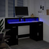 Biurko z podświetleniem LED, czarne, 140x55x91 cm