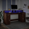 Biurko z podświetleniem LED, brązowy dąb, 160x55x91 cm