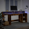 Biurko z podświetleniem LED, przydymiony dąb, 200x55x91 cm