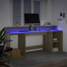 Biurko z podświetleniem LED, dąb sonoma, 200x55x91 cm