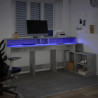 Biurko z podświetleniem LED, betonowa szarość, 200x104x91 cm