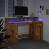 Biurko z podświetleniem LED, dąb artisian, 140x55x91 cm