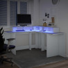 Biurko z podświetleniem LED, białe, 152x152x91 cm