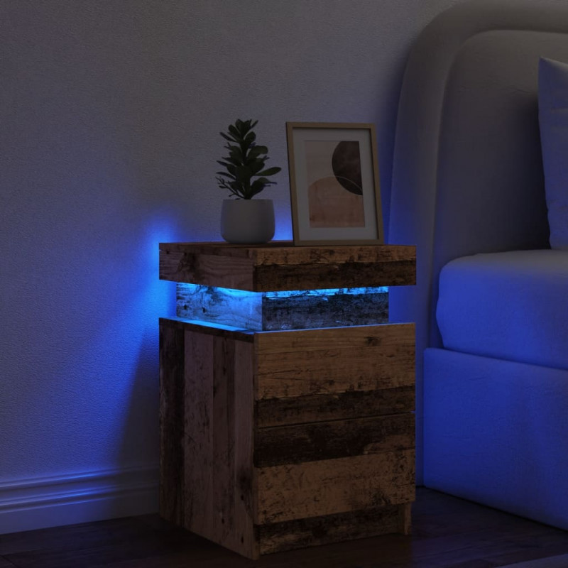 Szafka nocna z LED, stare drewno, 35x39x55 cm