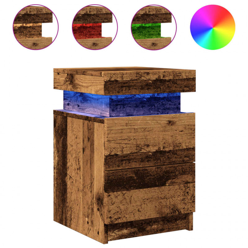Szafka nocna z LED, stare drewno, 35x39x55 cm