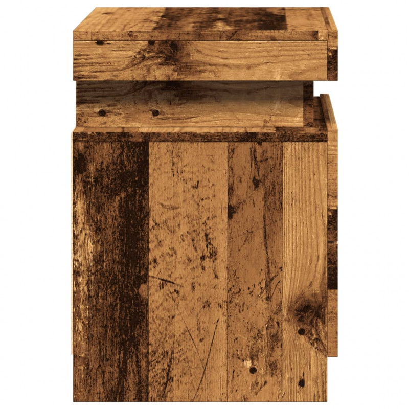 Szafka nocna z LED, stare drewno, 35x39x55 cm