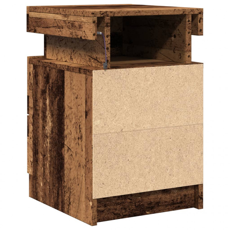 Szafka nocna z LED, stare drewno, 35x39x55 cm
