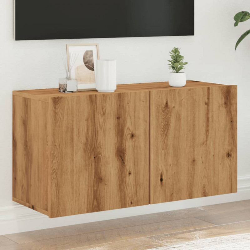 Ścienna szafka TV, dąb artisian, 80x30x41 cm