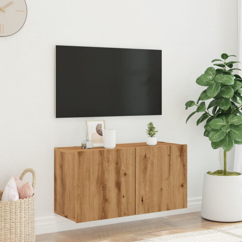 Ścienna szafka TV, dąb artisian, 80x30x41 cm