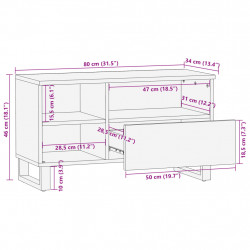 Szafka pod telewizor, 80x34x46 cm, lite drewno akacjowe