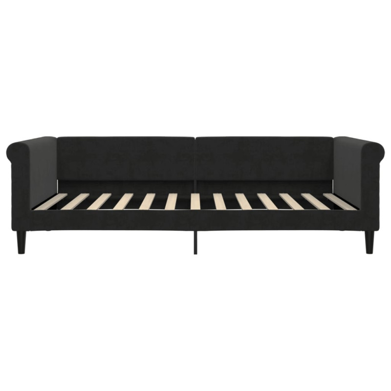 Sofa z funkcją spania, czarna, 100x200 cm, obita aksamitem