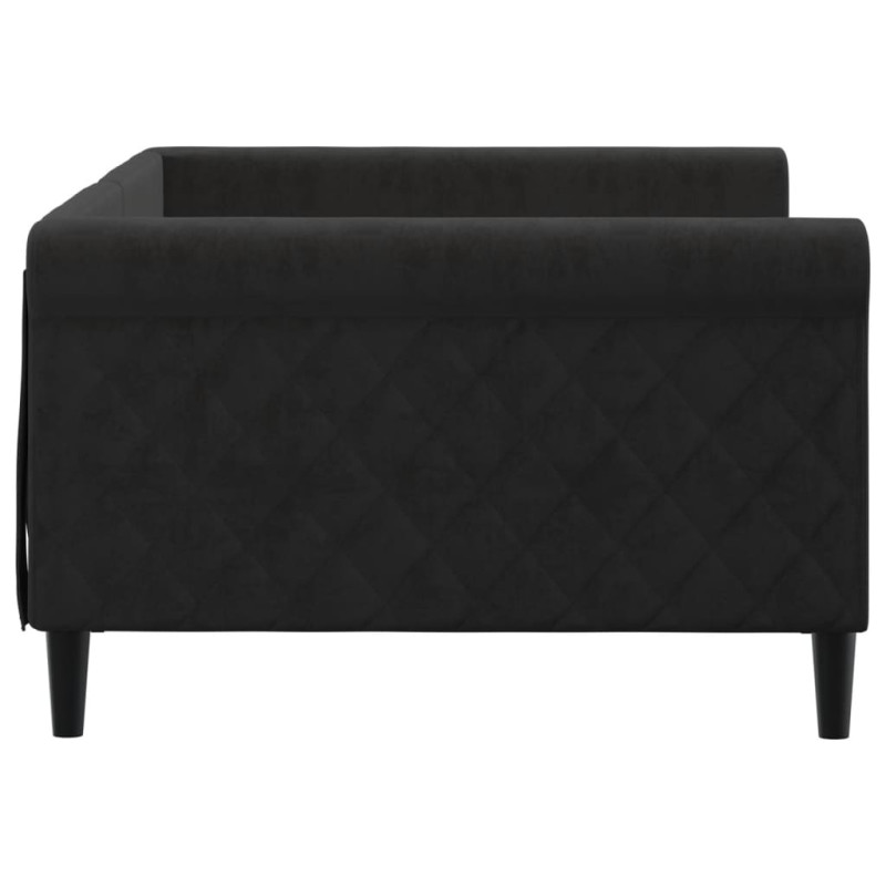Sofa z funkcją spania, czarna, 100x200 cm, obita aksamitem