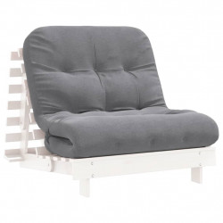 Sofa rozkładana typu futon, z materacem, biała, 80x206x11 cm