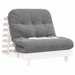 Sofa rozkładana typu futon, z materacem, biała, 80x206x11 cm