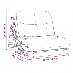 Sofa rozkładana typu futon, z materacem, biała, 80x206x11 cm