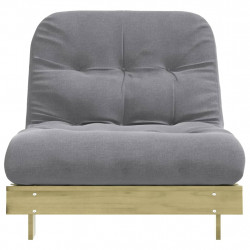 Sofa rozkładana typu futon, z materacem, 80x206x11 cm, sosnowa