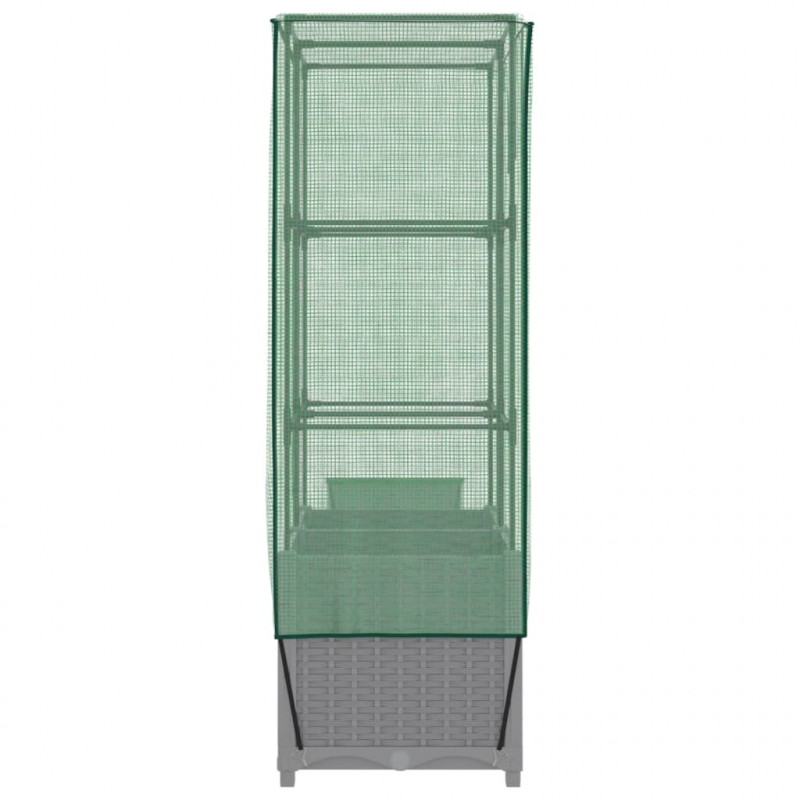 Podwyższona donica ze szklarnią, wygląd rattanu, 80x40x138 cm