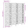 Parawan pokojowy, 6-panelowy, biały, lite drewno paulowni