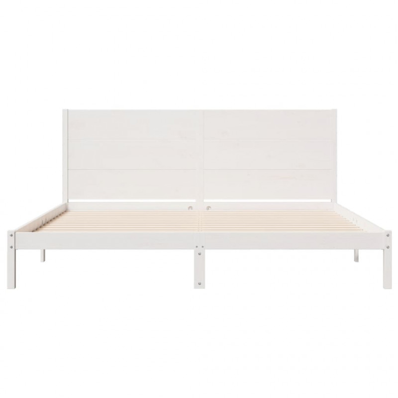 Dłuższe łóżko bez materaca, białe, 180x210 cm, lite drewno
