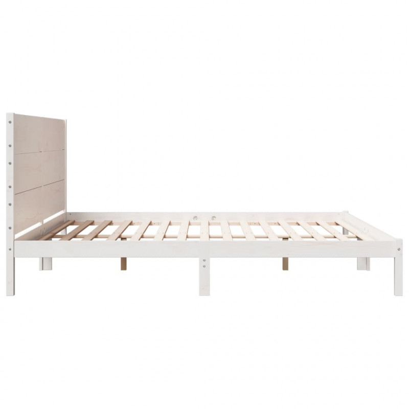 Dłuższe łóżko bez materaca, białe, 180x210 cm, lite drewno