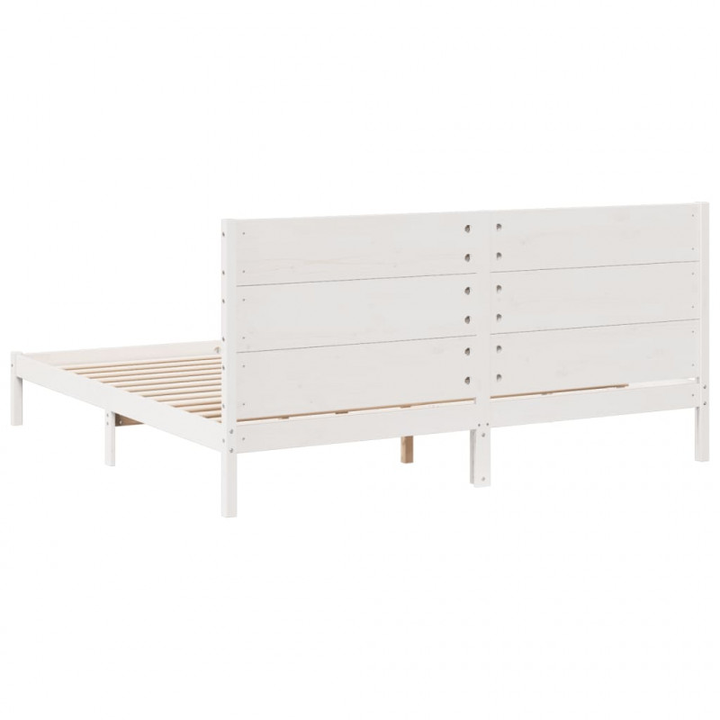 Dłuższe łóżko bez materaca, białe, 180x210 cm, lite drewno