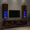 Szafki TV, z LED, 2 szt., stare drewno, 30,5x30x102 cm