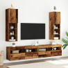 Szafki TV, z LED, 2 szt., stare drewno, 30,5x30x102 cm
