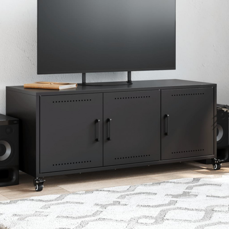 Szafka RTV, czarna, 100,5x39x43,5 cm, stal