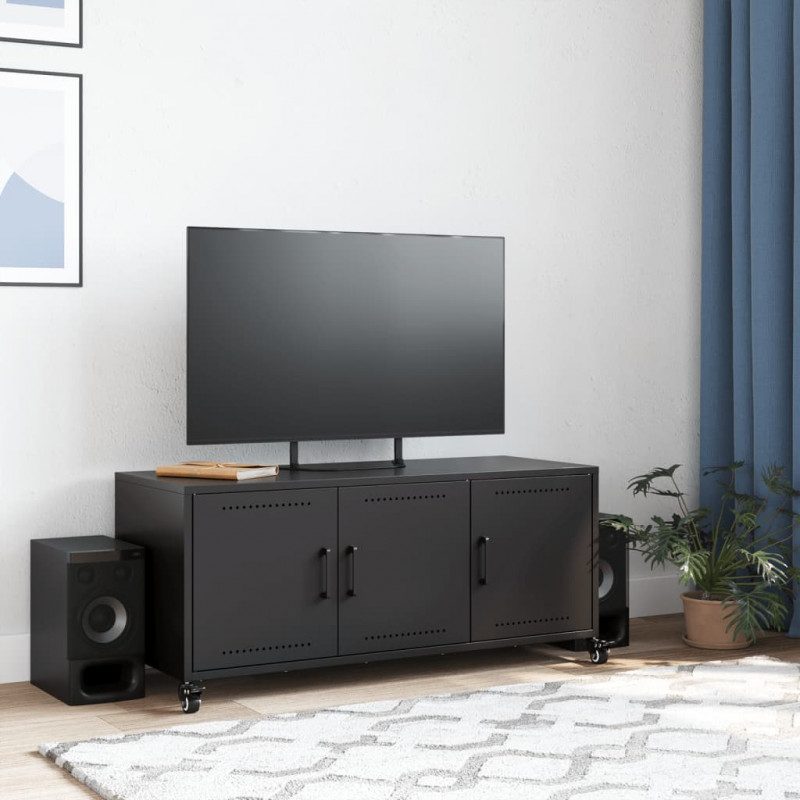 Szafka RTV, czarna, 100,5x39x43,5 cm, stal