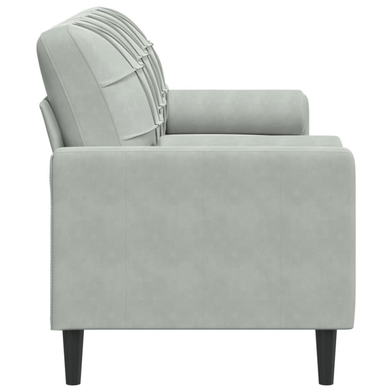 3-osobowa sofa z poduszkami, jasnoszara, 180 cm, aksamit
