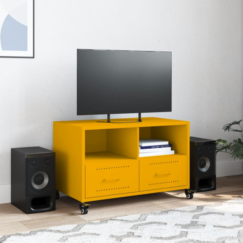 Szafka RTV, musztardowa, 68x39x43,5 cm, stal