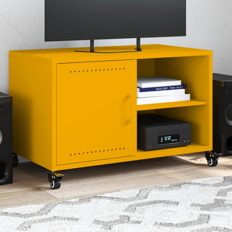 Szafka RTV, musztardowa, 68x39x43,5 cm, stal