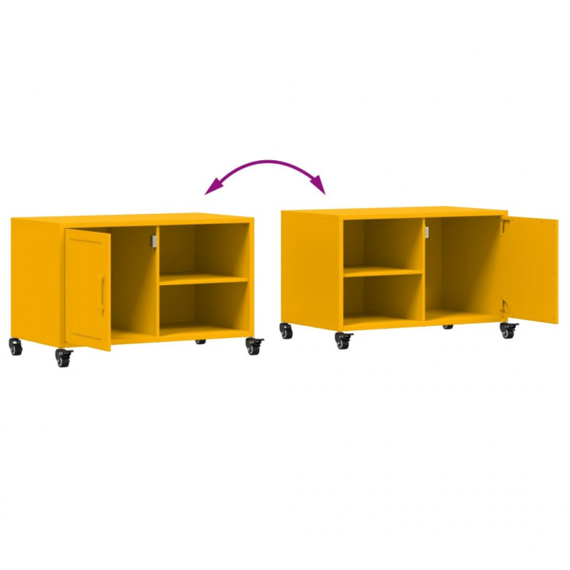 Szafka RTV, musztardowa, 68x39x43,5 cm, stal