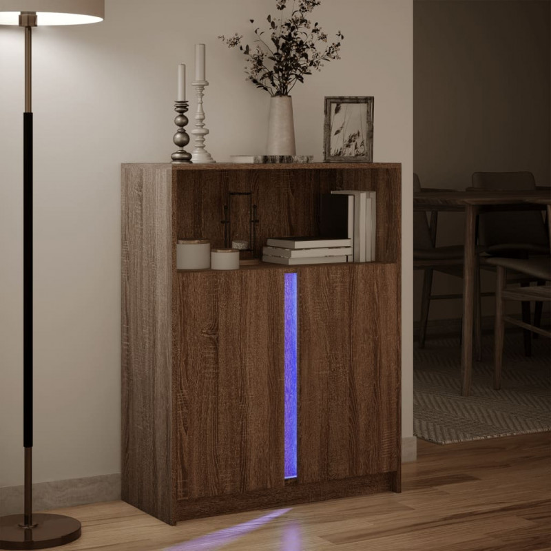 Szafka z LED, brązowy dąb, 77x34x100 cm