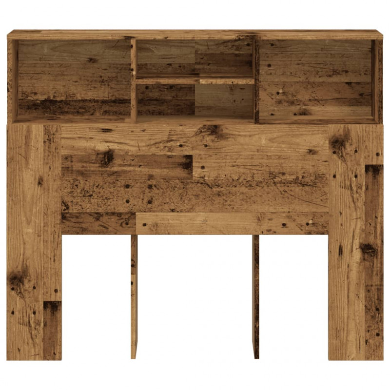 Zagłówek z półkami, stare drewno, 120x19x103,5 cm