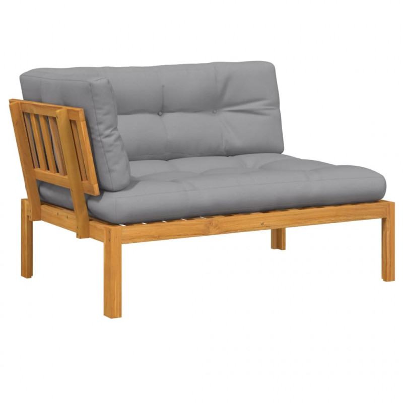 Ogrodowa sofa narożna z deseczek, z poduszkami, akacja