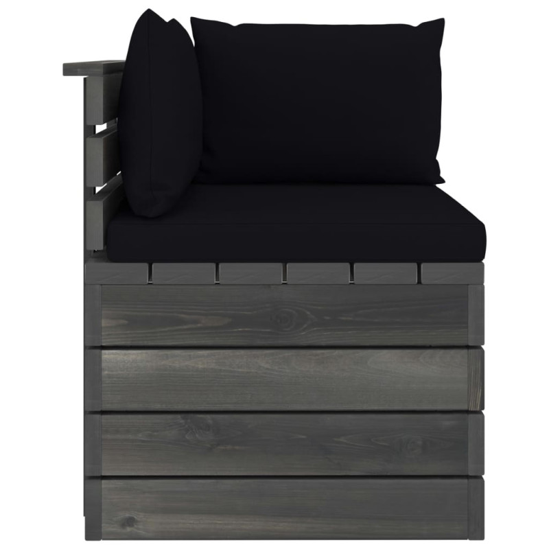 Ogrodowa sofa narożna z palet, z poduszkami, drewno sosnowe