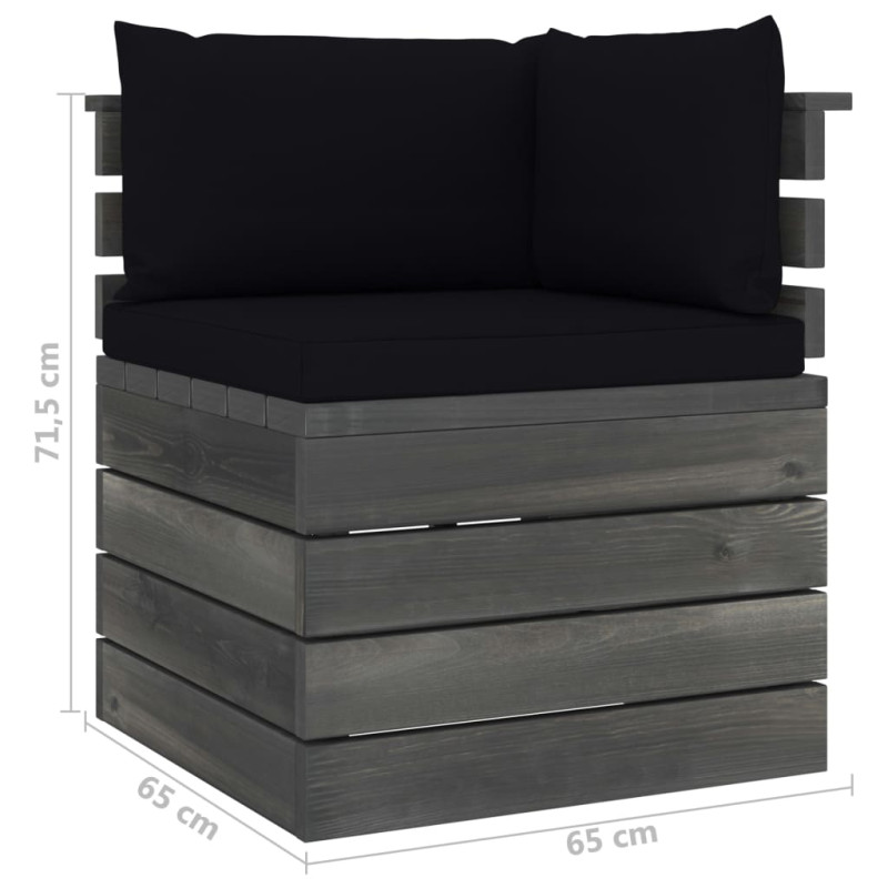 Ogrodowa sofa narożna z palet, z poduszkami, drewno sosnowe